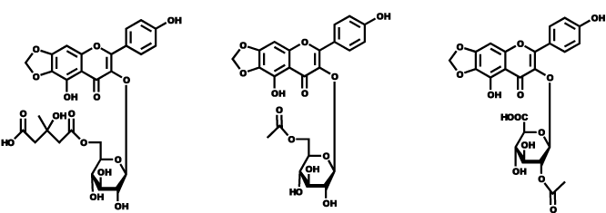 図2.藍の主要なポリフェノール成分である新規フラボノイド配糖体